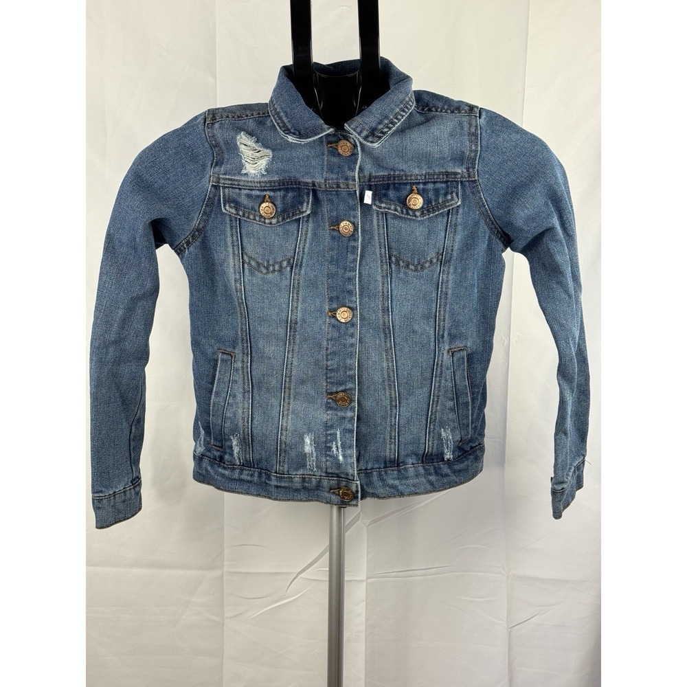 Tommy Bahama Girls Distressed Denim Jacket Size 8 Excellent Condition